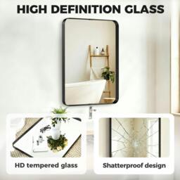 Rackhams Wall Mirror with Elevated Aluminium Alloy Frame, 60 x 90 cm - Black - thumbnail 5