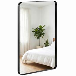 Rackhams Wall Mirror with Elevated Aluminium Alloy Frame, 60 x 90 cm - Black - thumbnail 2