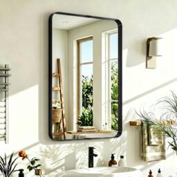 Rackhams Wall Mirror with Elevated Aluminium Alloy Frame, 60 x 90 cm - Black - thumbnail 1