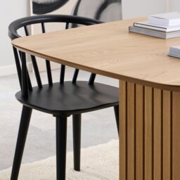 Rackhams Christo Dining Table in Oak Included 6 Ida Dining Chairs in Black - Black - No - Brown - thumbnail 4