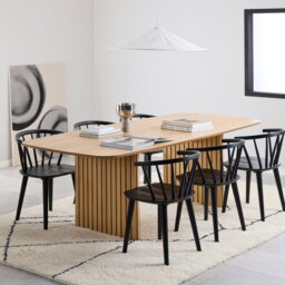 Rackhams Christo Dining Table in Oak Included 6 Ida Dining Chairs in Black - Black - No - Brown