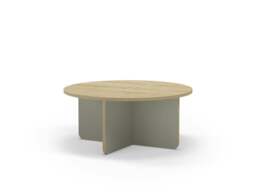 Rackhams Hillary Modern Round Soft Coffee Table 80cm Circle Centre Table Curved Design Legs for Living Room,Office - Oak-Sandstone - thumbnail 3