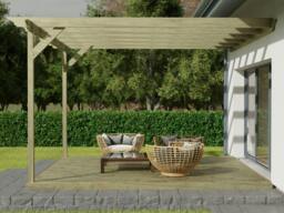Rackhams Wall Mounted Pergola and Decking Kit Orchid Design - Natural (Light Green) - 3.6m x 3.6m - thumbnail 4