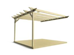 Rackhams Wall Mounted Pergola and Decking Kit Orchid Design - Natural (Light Green) - 3.6m x 3.6m - thumbnail 2