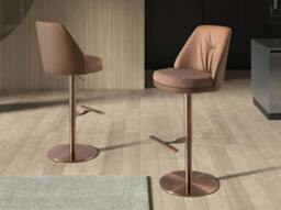 Rackhams Swivel Stool in Mottled Brown Fabric and Brown Leatherette 4227 - thumbnail 6