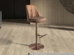 Rackhams Swivel Stool in Mottled Brown Fabric and Brown Leatherette 4227 - thumbnail 3