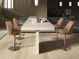 Rackhams Swivel Stool in Mottled Brown Fabric and Brown Leatherette 4227 - thumbnail 4