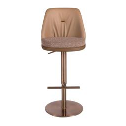 Rackhams Swivel Stool in Mottled Brown Fabric and Brown Leatherette 4227 - thumbnail 2