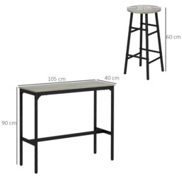 Rackhams 3 Piece Bar Set, Industrial Kitchen and Chair Set Grey - Grey - thumbnail 6