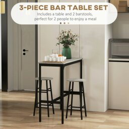 Rackhams 3 Piece Bar Set, Industrial Kitchen and Chair Set Grey - Grey - thumbnail 4