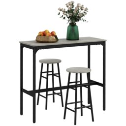 Rackhams 3 Piece Bar Set, Industrial Kitchen and Chair Set Grey - Grey - thumbnail 3