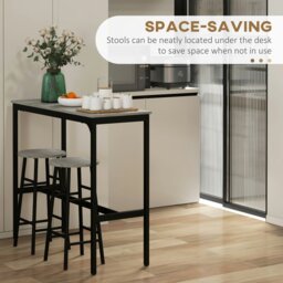 Rackhams 3 Piece Bar Set, Industrial Kitchen and Chair Set Grey - Grey - thumbnail 5