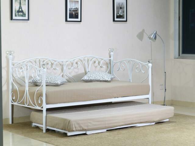 Rackhams Christina Metal Day Bed - Transform Your Space with Versatile Elegance - White - 3ft - No