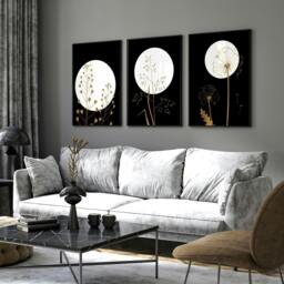 Rackhams Black wall art for living room - set of 3 wall art prints - A4 8.27 x 11.69 in / 21 x 29.7 cm - Satin Photo paper 280 gsm - Oak Frame - thumbnail 2