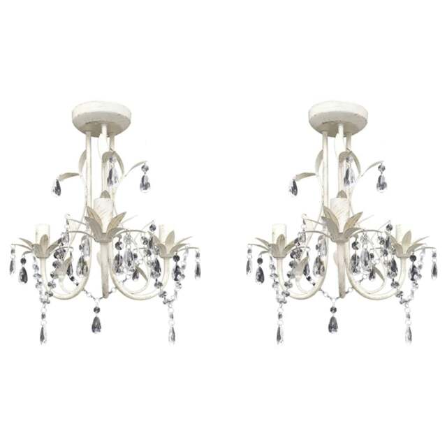 Rackhams Crystal Pendant Ceiling Lamp Chandeliers 2 pcs Elegant White