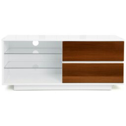 "Rackhams Gallus High Gloss White with 2-Walnut Drawers and 3-Shelf 32""-55"" LED/OLED/LCD Cabinet TV Cabinet" - thumbnail 3