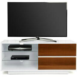 "Rackhams Gallus High Gloss White with 2-Walnut Drawers and 3-Shelf 32""-55"" LED/OLED/LCD Cabinet TV Cabinet" - thumbnail 5