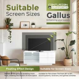 "Rackhams Gallus High Gloss White with 2-Walnut Drawers and 3-Shelf 32""-55"" LED/OLED/LCD Cabinet TV Cabinet" - thumbnail 4