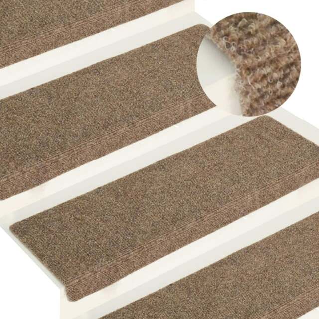 Rackhams Stair Mats 15 pcs Needle Punch 65x21x4 cm Cream