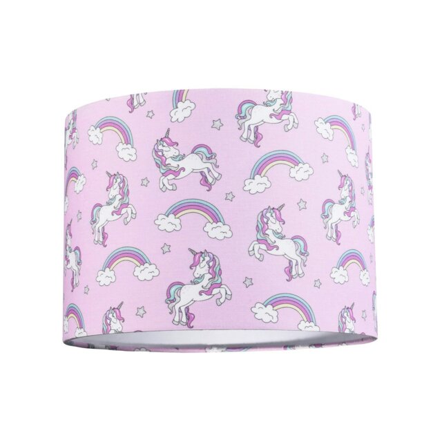 Rackhams Beautiful Modern Soft Lilac Cotton Lampshade with Unicorns Clouds and Rainbows - image 1