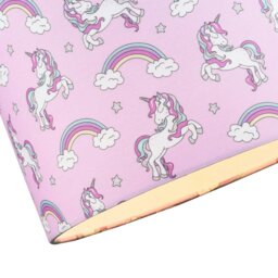 Rackhams Beautiful Modern Soft Lilac Cotton Lampshade with Unicorns Clouds and Rainbows - thumbnail 2
