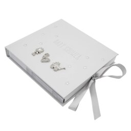 Rackhams Baby Shower Photo Album with Silver Plated Rattle Pram and Booties - thumbnail 2