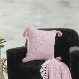 Rackhams Shabby Chic Vintage Look Tassel Edge Cushion - 43cm x 43cm - Beige - thumbnail 5