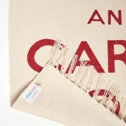 Rackhams Keep Calm And Carry On Handwoven 100% Cotton Rug - 60 x 100 cm - Red & white - thumbnail 5