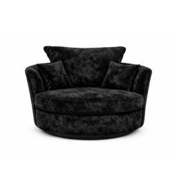 Rackhams Tova Living Room Furniture Range - Black Crushed Velvet - Swivel Chair - thumbnail 1