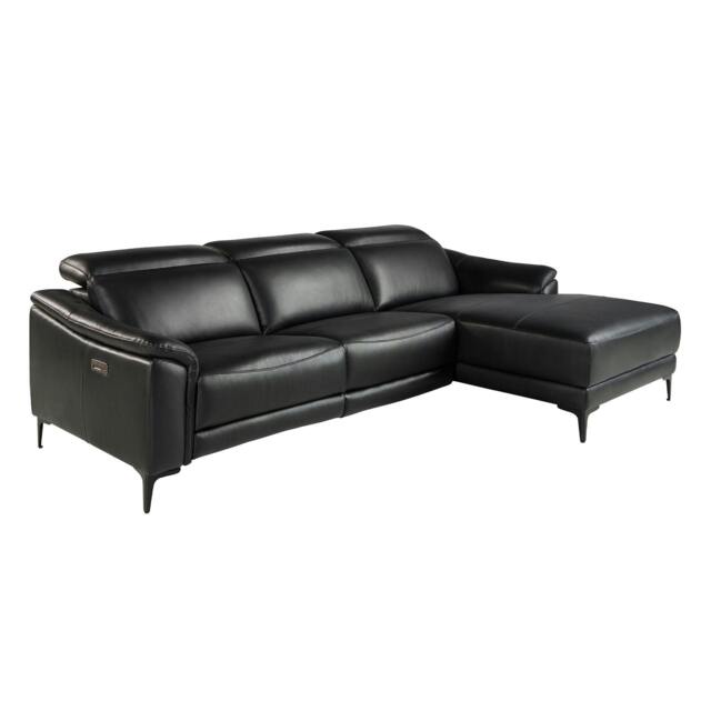 Rackhams Relax corner sofa in black leather 6205/6206 - Right - image 1