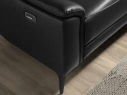 Rackhams Relax corner sofa in black leather 6205/6206 - Right - thumbnail 5