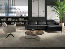 Rackhams Relax corner sofa in black leather 6205/6206 - Right - thumbnail 4