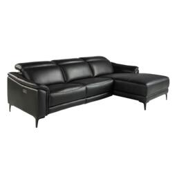 Rackhams Relax corner sofa in black leather 6205/6206 - Right