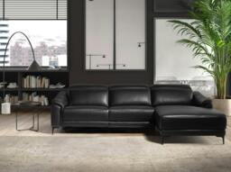 Rackhams Relax corner sofa in black leather 6205/6206 - Right - thumbnail 2