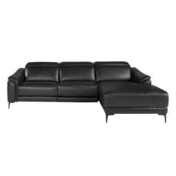 Rackhams Relax corner sofa in black leather 6205/6206 - Right - thumbnail 3