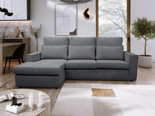 Rackhams Soho Linen L-Shape 4 Seater Fabric Corner Sofa in Grey - Left Hand Corner - image 1