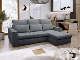 Rackhams Soho Linen L-Shape 4 Seater Fabric Corner Sofa in Grey - Left Hand Corner - thumbnail 4