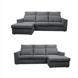 Rackhams Soho Linen L-Shape 4 Seater Fabric Corner Sofa in Grey - Left Hand Corner - thumbnail 2