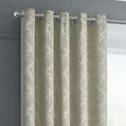 Rackhams Damask Thermal Dimout Ready Made Eyelet Curtains - 117cm x 137cm - Cream - thumbnail 1