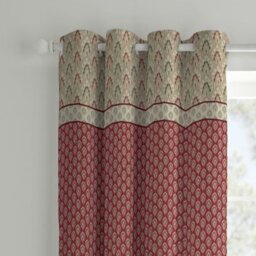 Rackhams Kashmir Paisley Floral Lined Eyelet Curtains - 66x72 Inch - Natural