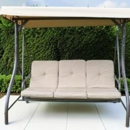Rackhams Heavy Duty Garden 3 Seater Swing Seat and Hammock Bed with Canopy, Steel Frame and Textaline Base, Thick Shower Proof Cushions - thumbnail 3