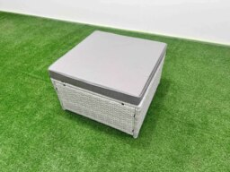 Rackhams PE Rattan Lounge Sofa Set Outdoor Garden Furniture Set with Fire Pit Dining Table 3 Seater Sofa Light Grey - thumbnail 5