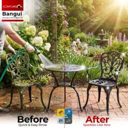 Rackhams BANGUI Black Garden and Patio Table and 2 Chairs Cast Aluminium Bistro Set - thumbnail 6