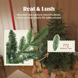 Rackhams 5ft Christmas Tree, Hinged Xmas Tree with Realistic Branches - 107 x 107 x 150 cm - thumbnail 6