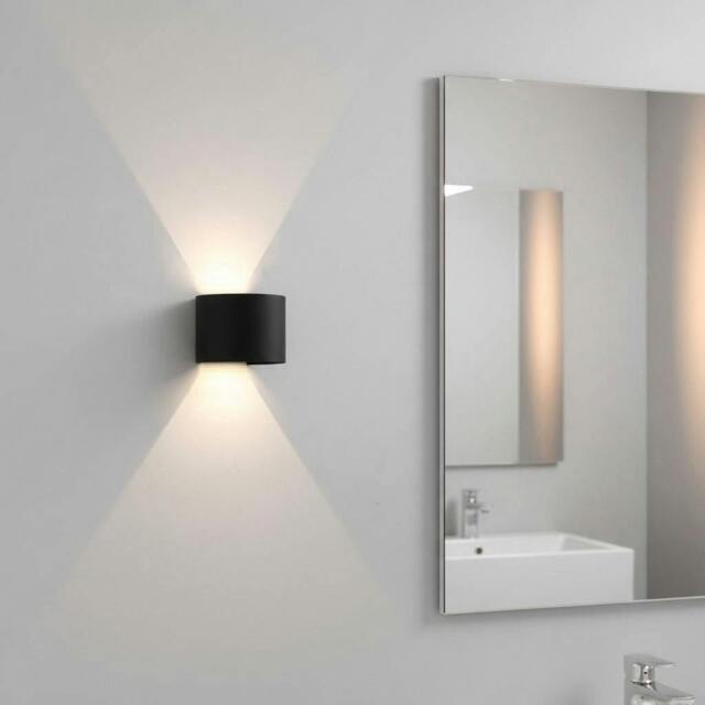 Rackhams 6 Watt LED Round Black Up And Down Bathroom Wall Sconce - image 1