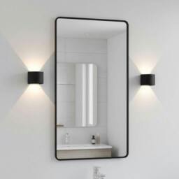 Rackhams 6 Watt LED Round Black Up And Down Bathroom Wall Sconce - thumbnail 3