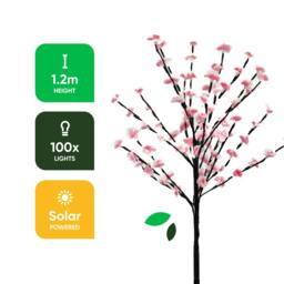 Rackhams Solar Cherry Blossom Tree with 100 LED Lights - thumbnail 2
