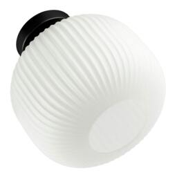 Rackhams Matte Black Bathroom Ceiling Light with Opal Ribbed Glass Shade - thumbnail 3