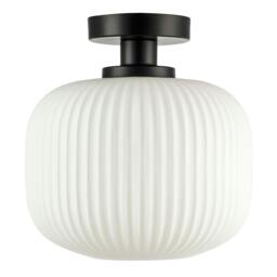 Rackhams Matte Black Bathroom Ceiling Light with Opal Ribbed Glass Shade - thumbnail 6