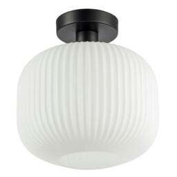 Rackhams Matte Black Bathroom Ceiling Light with Opal Ribbed Glass Shade - thumbnail 5